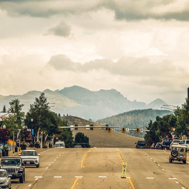 A street in a small town.