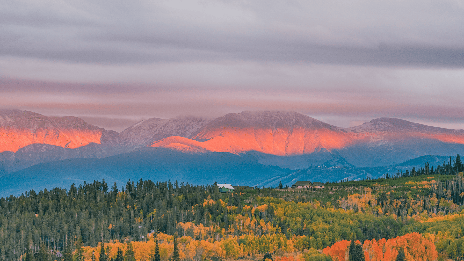 Sunset over the mountains in colorado.