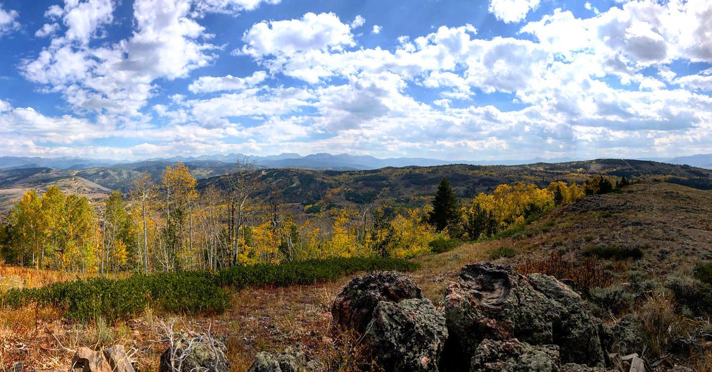 A view from the top of a mountain in the fall.